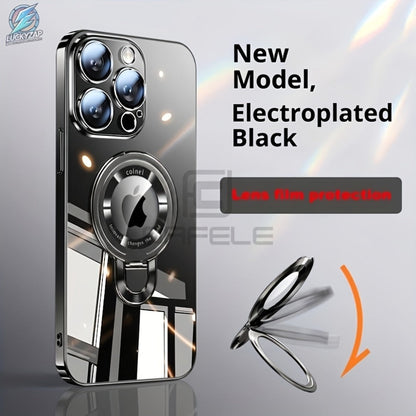 Magnetic iPhone Case Electroplated PC Shockproof Clear Back U-Shield Kickstand Lens Protector for iPhone 17 Pro Max 17 Pro 17 Air 17 16 15