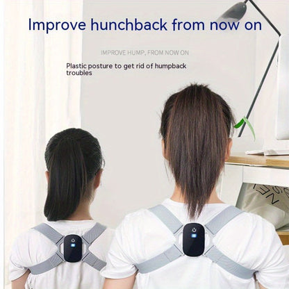 Smart Posture Corrector with Vibration Alert, Wireless Rechargeable Posture Trainer & Back Support Belt for Men Women