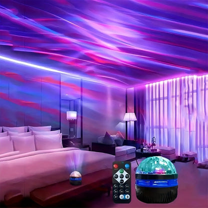 Multicolor LED Water Ripple Night Light USB Plug-and-Play with Remote Control, Color Changing Ambient Projection Lamp for Living Room