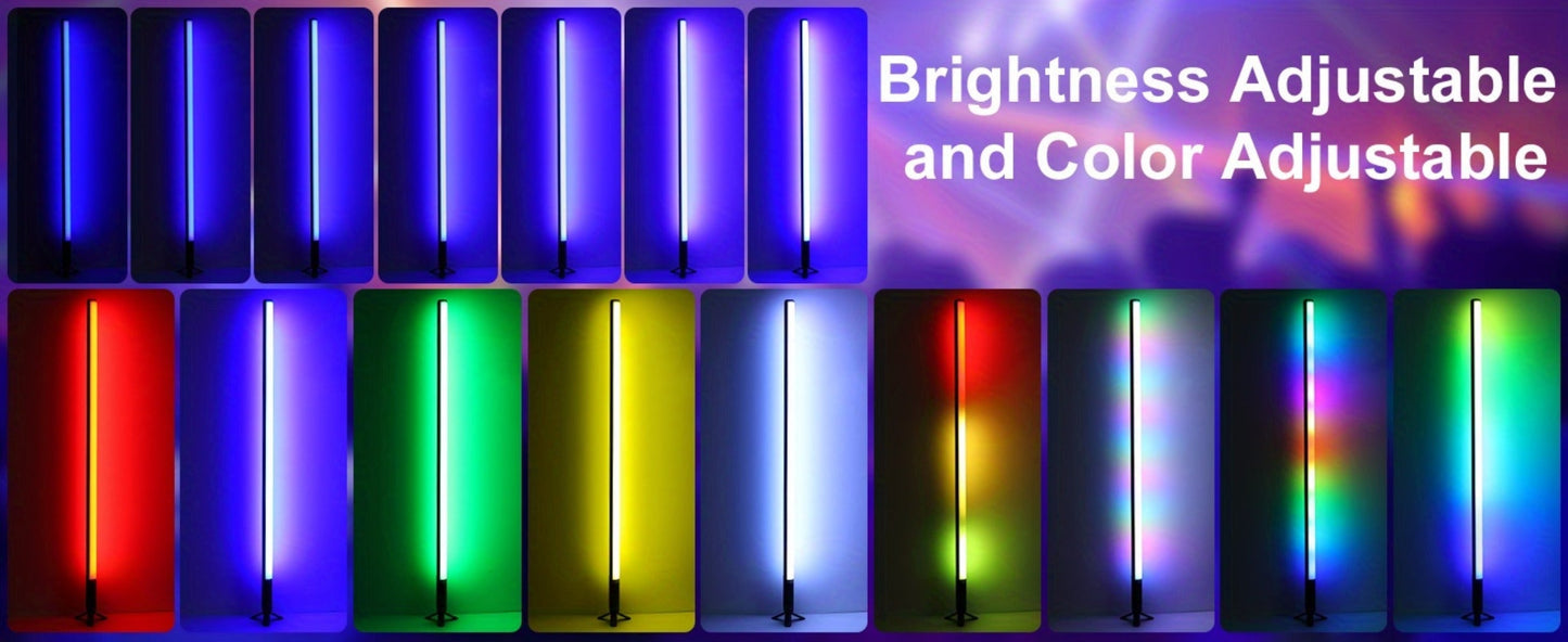 RGB Tube Floor Lamp 360° with Stand – App & 24-Key Remote Music Sync 16 Million Colors Dimmable Timer Mood Light for Bedroom Gaming Room DJ