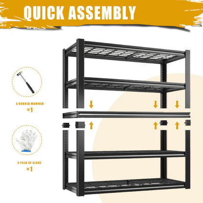 Garage Storage Shelves Adjustable Metal Shelving 72", Upgrade Double Layer Column Commercial Grade Utility Rack