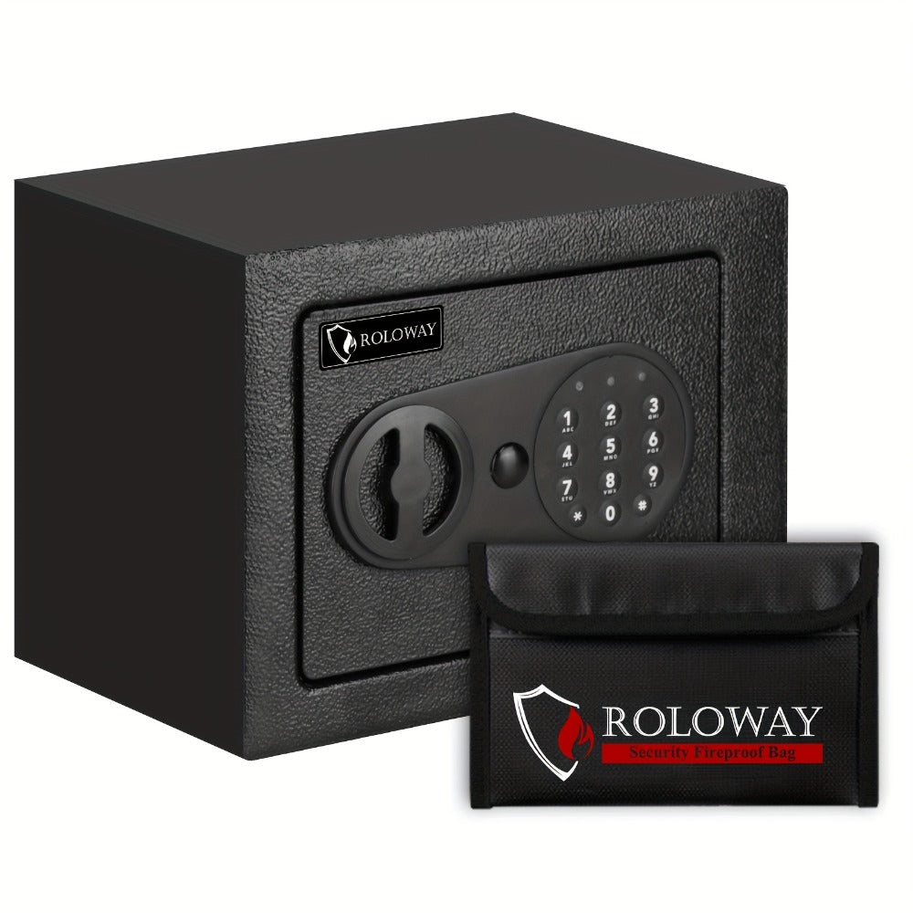 Safe Box with Keys Fireproof Bag Included Heat Resistant Secure Home Office Storage Lock Box for Entryways, Bedrooms and Living Spaces