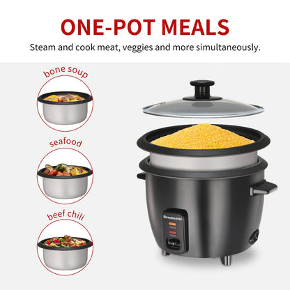Rice Cooker & Yogurt Maker 1.5Qt, 6-Cup Non-Stick Electric Rice Cooker with Auto Keep, One-Touch