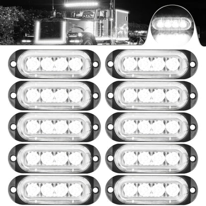 LED Side Marker Indicator Lamps 10pcs, 12V-24V 10-LED ABS Clearance Lights for Car Truck Trailer, Plug-and-Play Side Indicator Light Kit