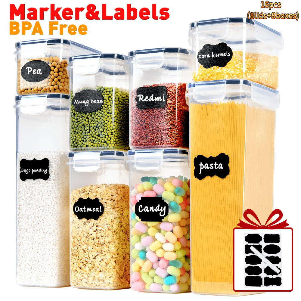Food Storage Containers 8-, 16-, 30- or 32-Piece Rectangular Pantry Box Set with Matching Lids