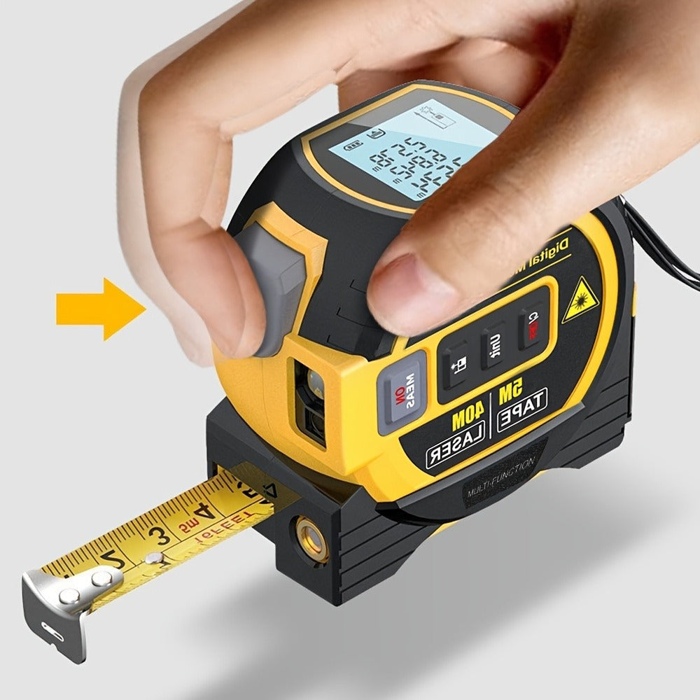 Laser Distance Meter 3-in-1 60M Laser Rangefinder with 5M Tape Measure Laser Cross Line Area for Entryways, Bedrooms and Living Spaces