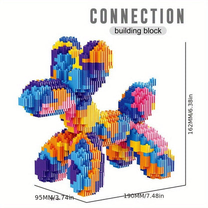 Balloon Dog Building Blocks Set – Colorful Interlocking Brick Sculpture Pop Art Home Decor Display Model for Adults Teens Art Lovers