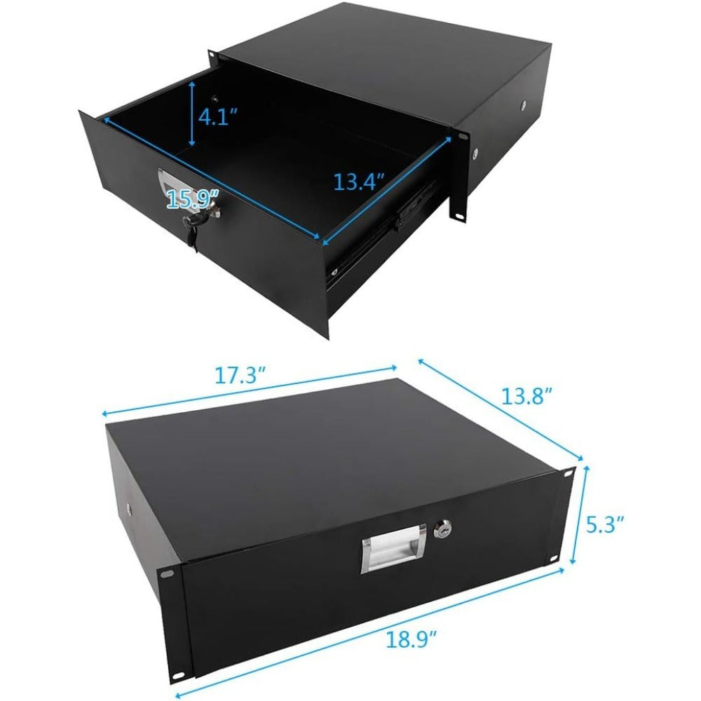 2U Rack Mount Drawer, Locking Storage for 19-Inch AV, Network and DJ Racks detail image - detail view 11