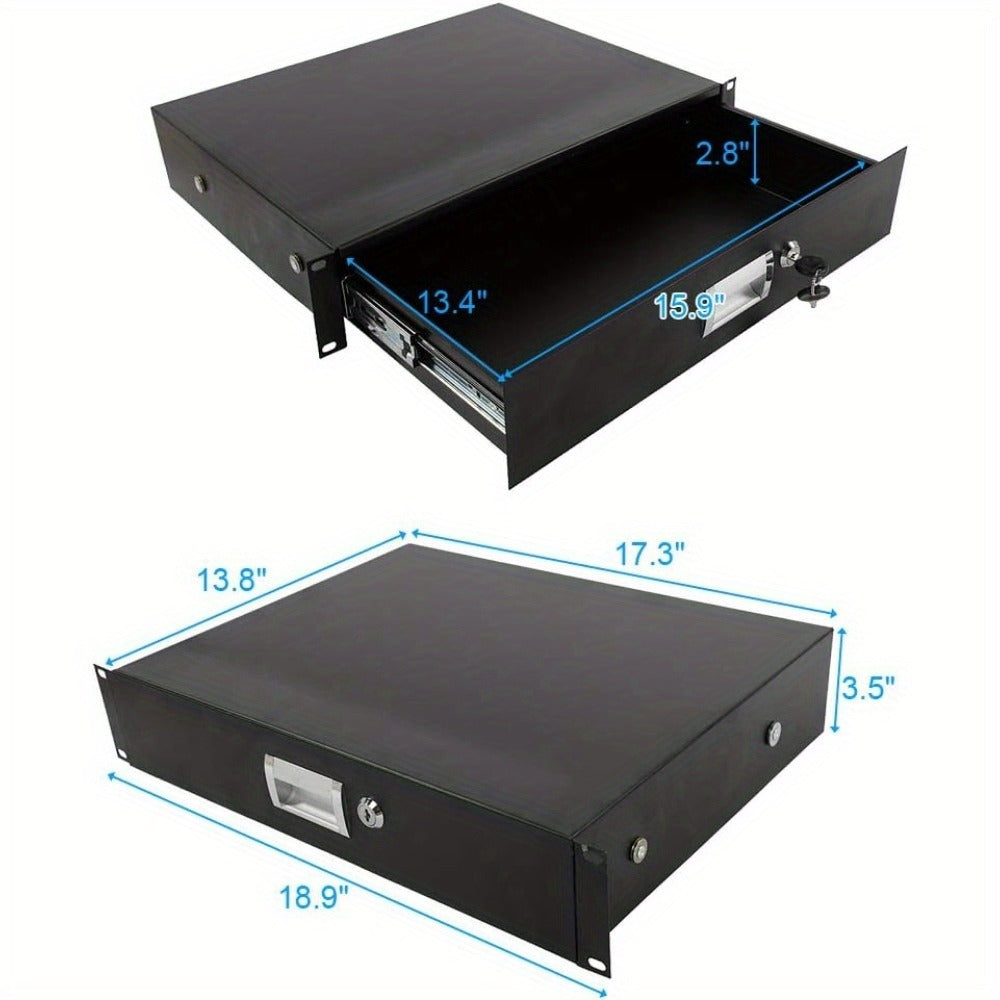 2U Rack Mount Drawer, Locking Storage for 19-Inch AV, Network and DJ Racks detail image - detail view 7