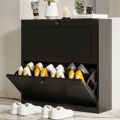 Shoe Cabinet shown in the Black, 2 drawers option