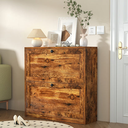 3-Drawer Space-Saving Shoe Cabinet, Covered Shoe Storage for Entryway detail image - detail view 10