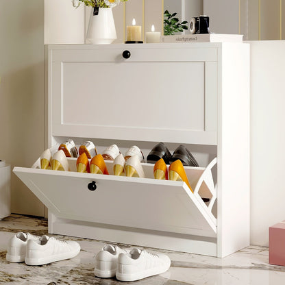 3-Drawer Space-Saving Shoe Cabinet, Covered Shoe Storage for Entryway detail image - detail view 3