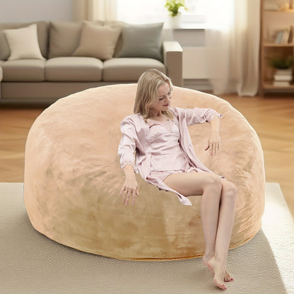 Bean Bag Chair shown in the Camel, 3FT(36"D x 36"W x 28"H) option