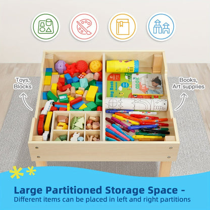3-in-1 Double-Sided Kids Table And Chair Set with Solid Wood Construction for Kids' Room detail image - detail view 9