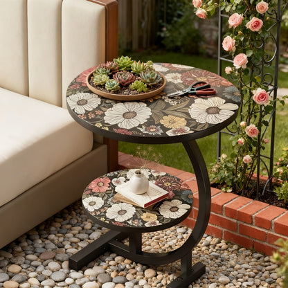 3-in-1 Round Outdoor Coffee Table, Living Room Center Table for Patio detail image - detail view 5