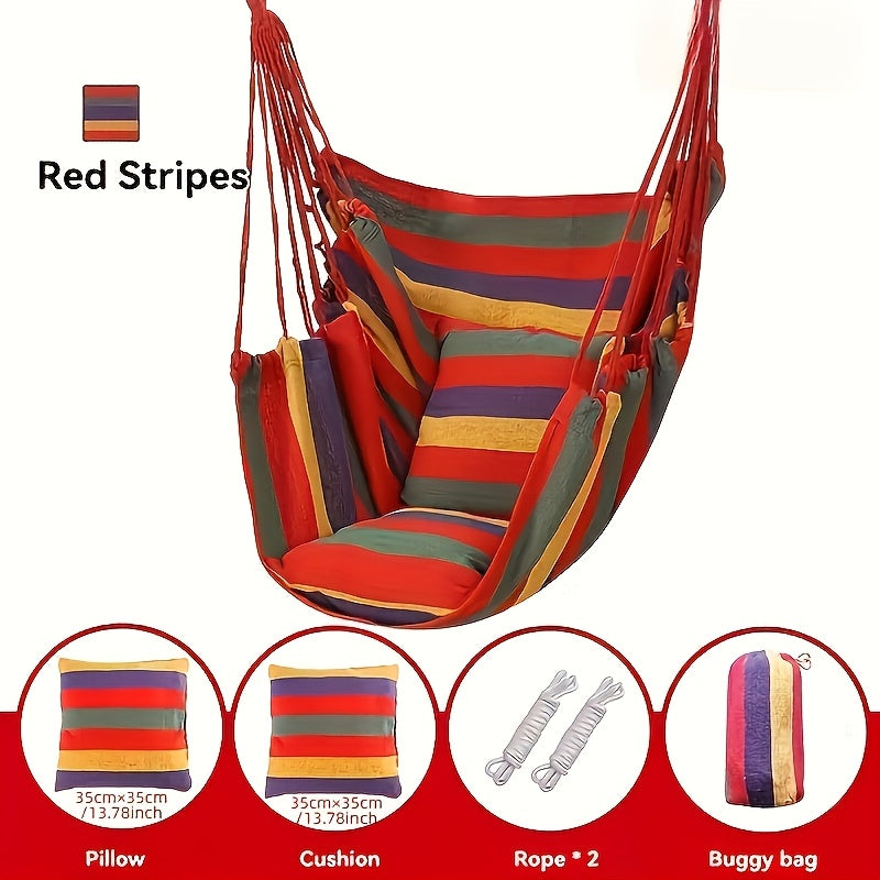 Hammock shown in the Red Stripes option