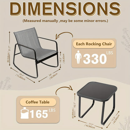 3-Piece Outdoor Bistro Set with Weather-Resistant Finish and Multiple Color Options detail image - detail view 4
