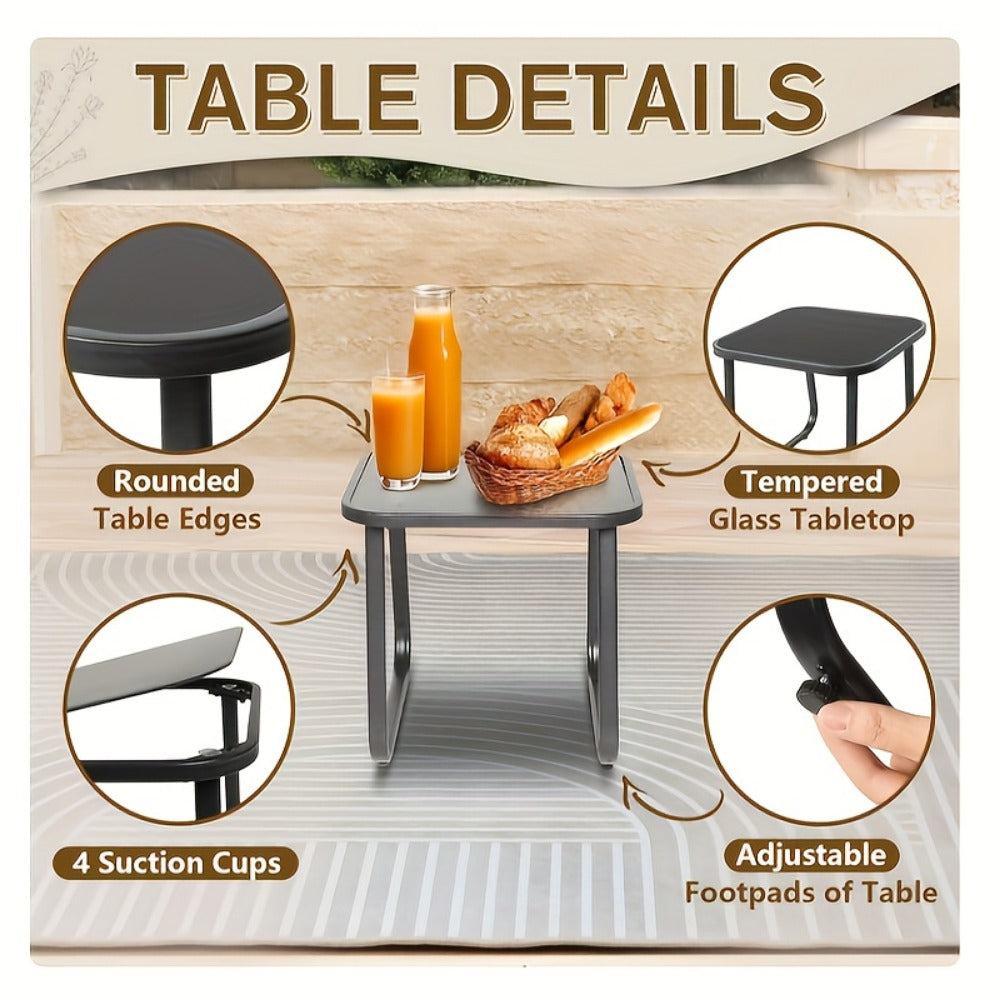 3-Piece Outdoor Bistro Set with Weather-Resistant Finish and Multiple Color Options detail image - detail view 6