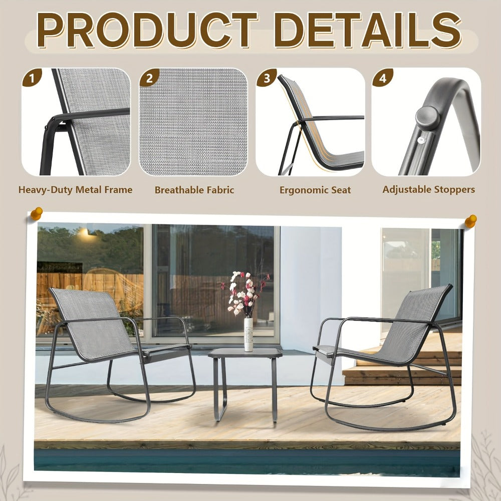 3-Piece Outdoor Bistro Set with Weather-Resistant Finish and Multiple Color Options detail image - detail view 9