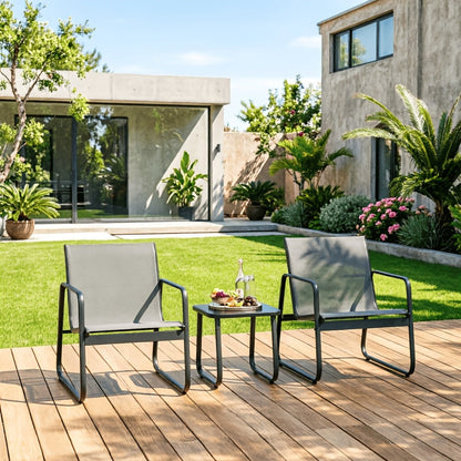 3-Piece Set Metal Patio Furniture Set with Two Chairs Included detail image - detail view 3