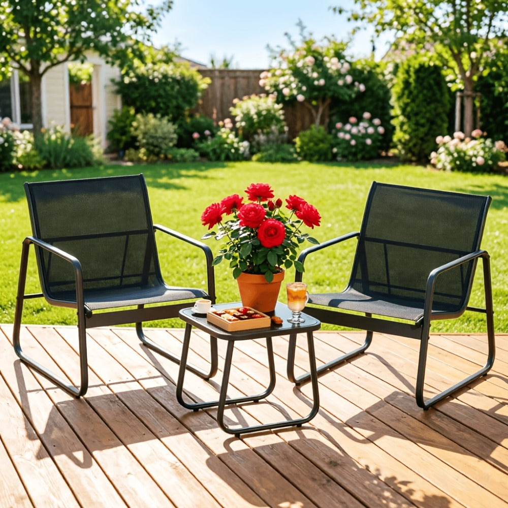 3-Piece Set Metal Patio Furniture Set with Two Chairs Included detail image - detail view 5