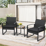 Black rattan black mat