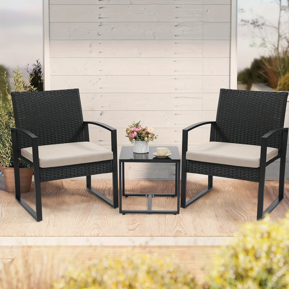 3-Piece Wicker Patio Bistro Set with Two Chairs Included for Practical Everyday Home Use detail image