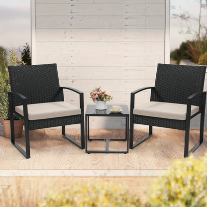 3-Piece Wicker Patio Bistro Set with Two Chairs Included for Practical Everyday Home Use detail image