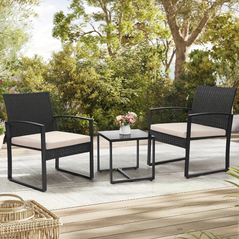 3-Piece Wicker Patio Bistro Set with Two Chairs Included for Practical Everyday Home Use detail image - detail view 5