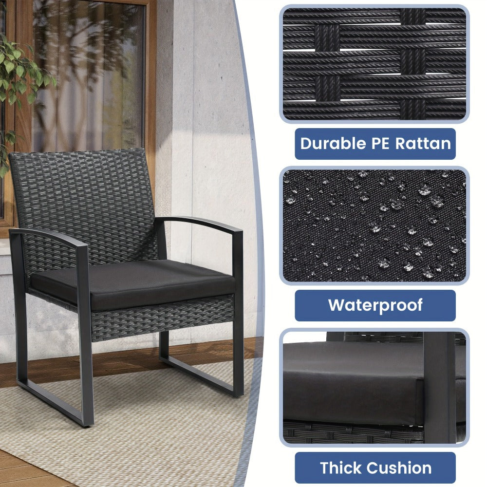 3-Piece Wicker Patio Bistro Set with Two Chairs Included for Practical Everyday Home Use detail image - detail view 7