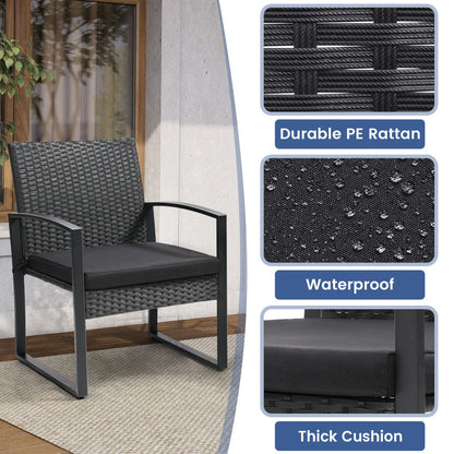 3-Piece Wicker Patio Bistro Set with Waterproof Protection and Two Chairs Included detail image - detail view 14