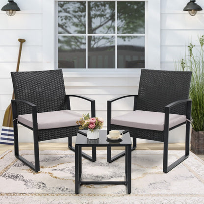 3-Piece Wicker Patio Bistro Set with Waterproof Protection and Two Chairs Included detail image - detail view 17