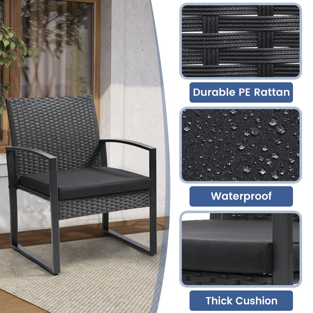 3-Piece Wicker Patio Bistro Set with Waterproof Protection and Two Chairs Included detail image - detail view 22