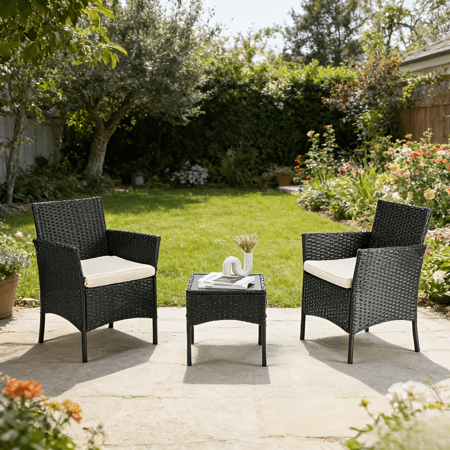 Patio Furniture Set shown in the Black 3pcs option