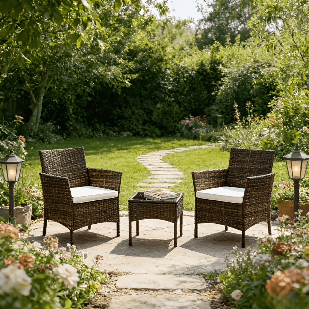 3-Piece Wicker Patio Furniture Set with Two Chairs Included and Multiple Color Options detail image