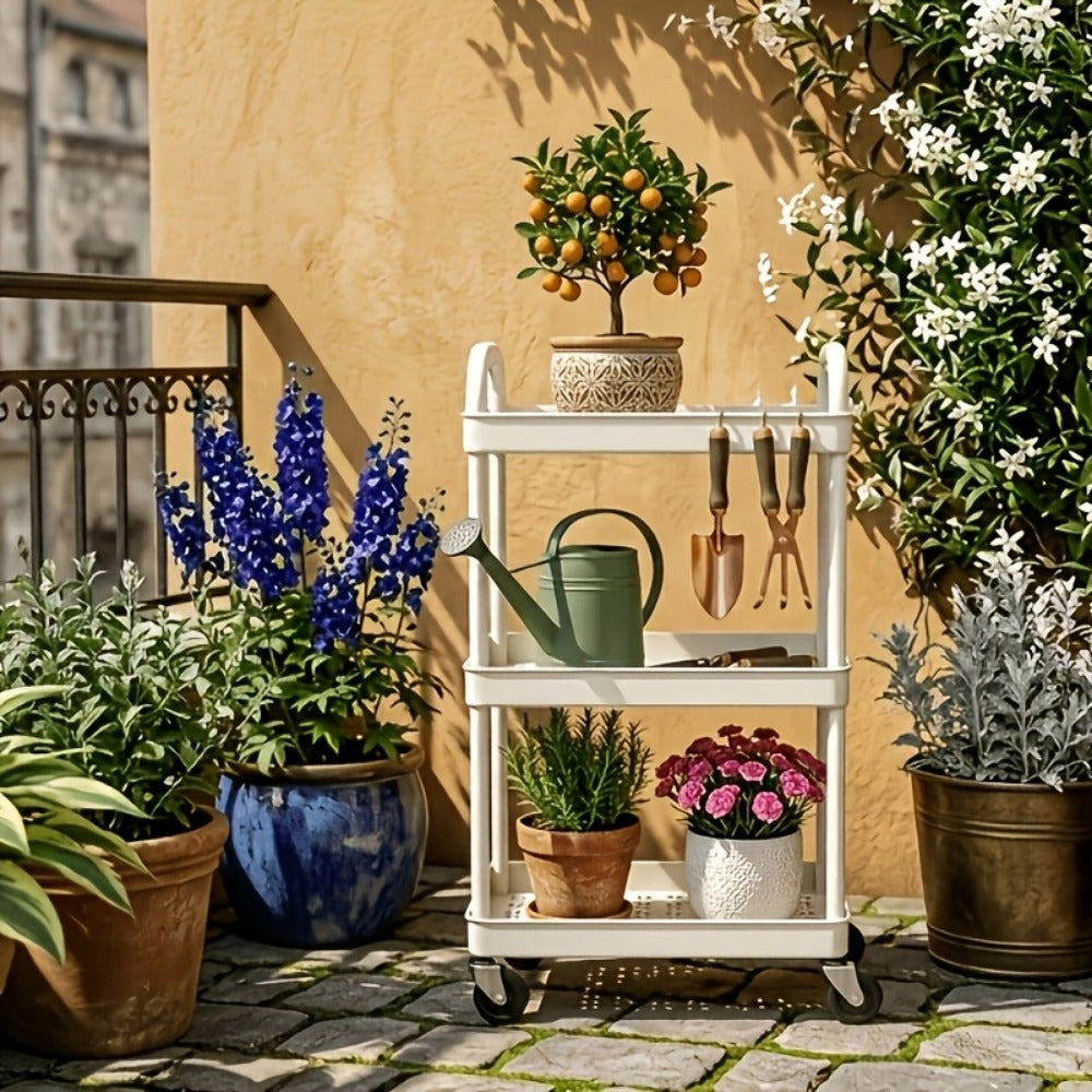 3-Tier 360° Rotating Storage Cart with 360° Swivel for Organized Everyday Storage detail image - detail view 3