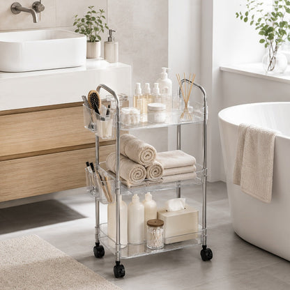 3-Tier Acrylic Rolling Storage Carts And Utility Carts with 360° Swivel for Living Room detail image - detail view 11
