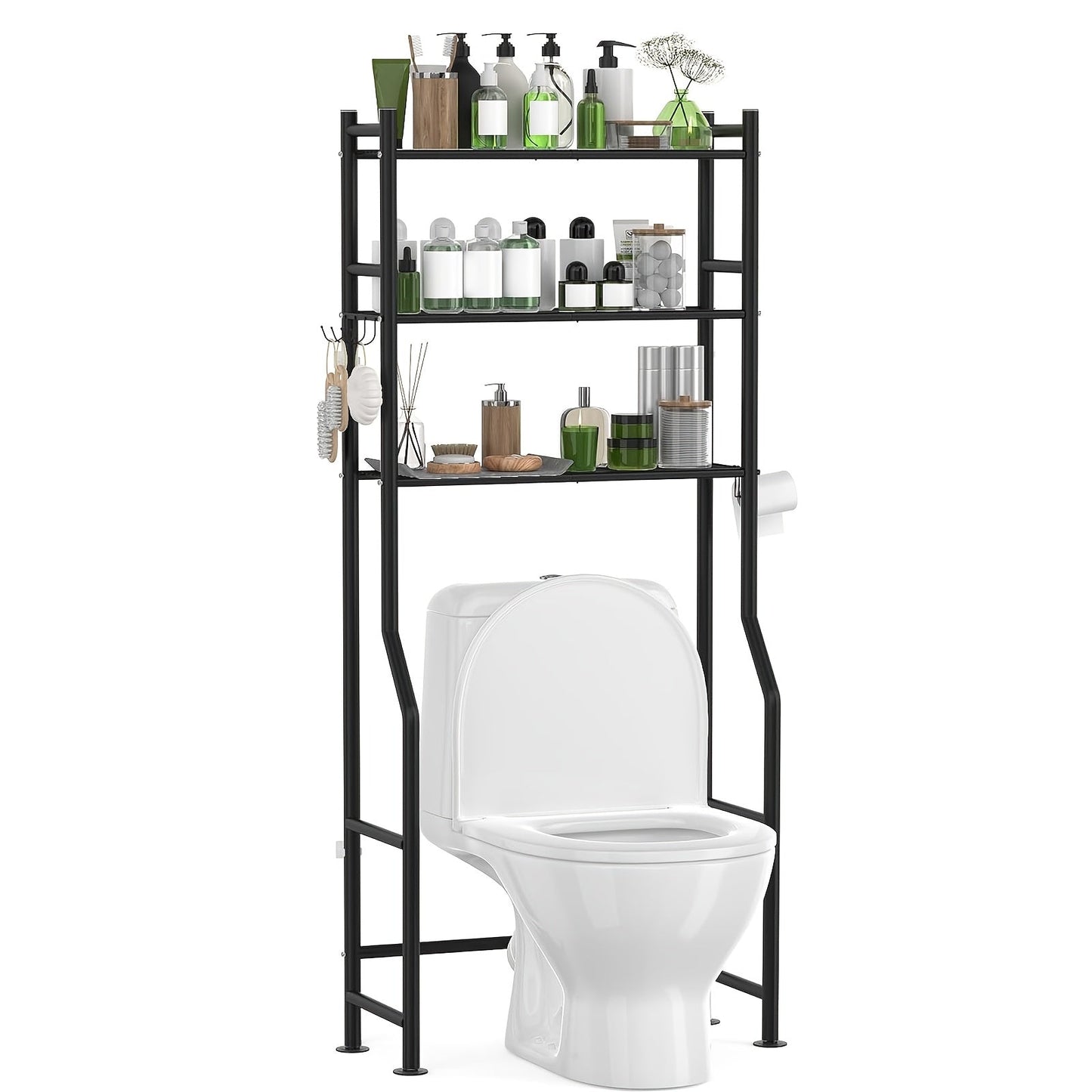 Over the Toilet Storage Shelf shown in the Black option