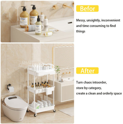 3-Tier Rolling Storage Cart with Storage Drawers and Locking Wheels for Living Room detail image - detail view 14