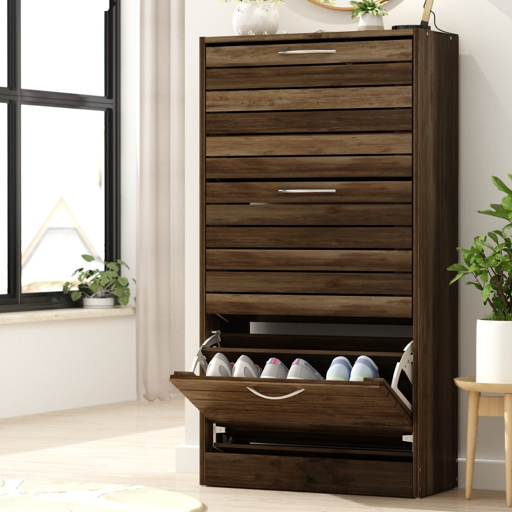 3-Tier Shoe Cabinet, Entryway Shoe Organizer for Organized Everyday Storage detail image - detail view 3