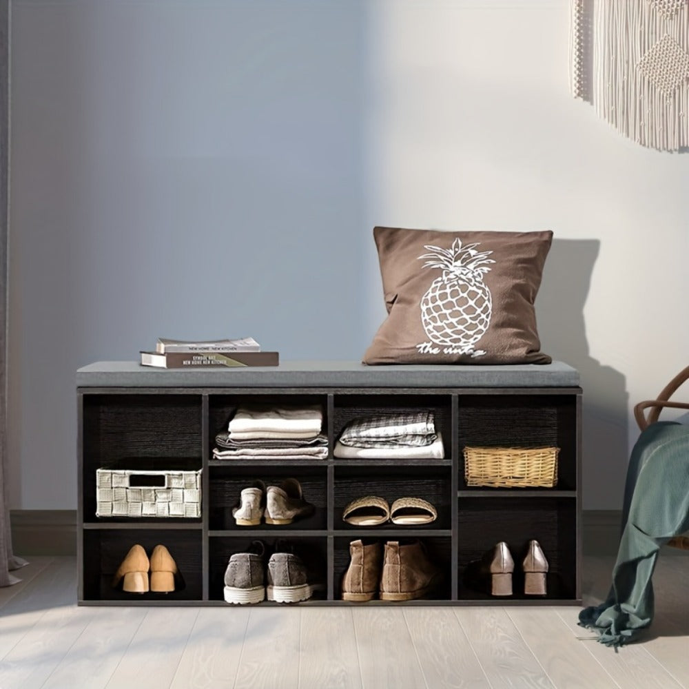 3-Tier Upholstered Storage Bench with Padded Seat and Multiple Color Options for Entryway detail image