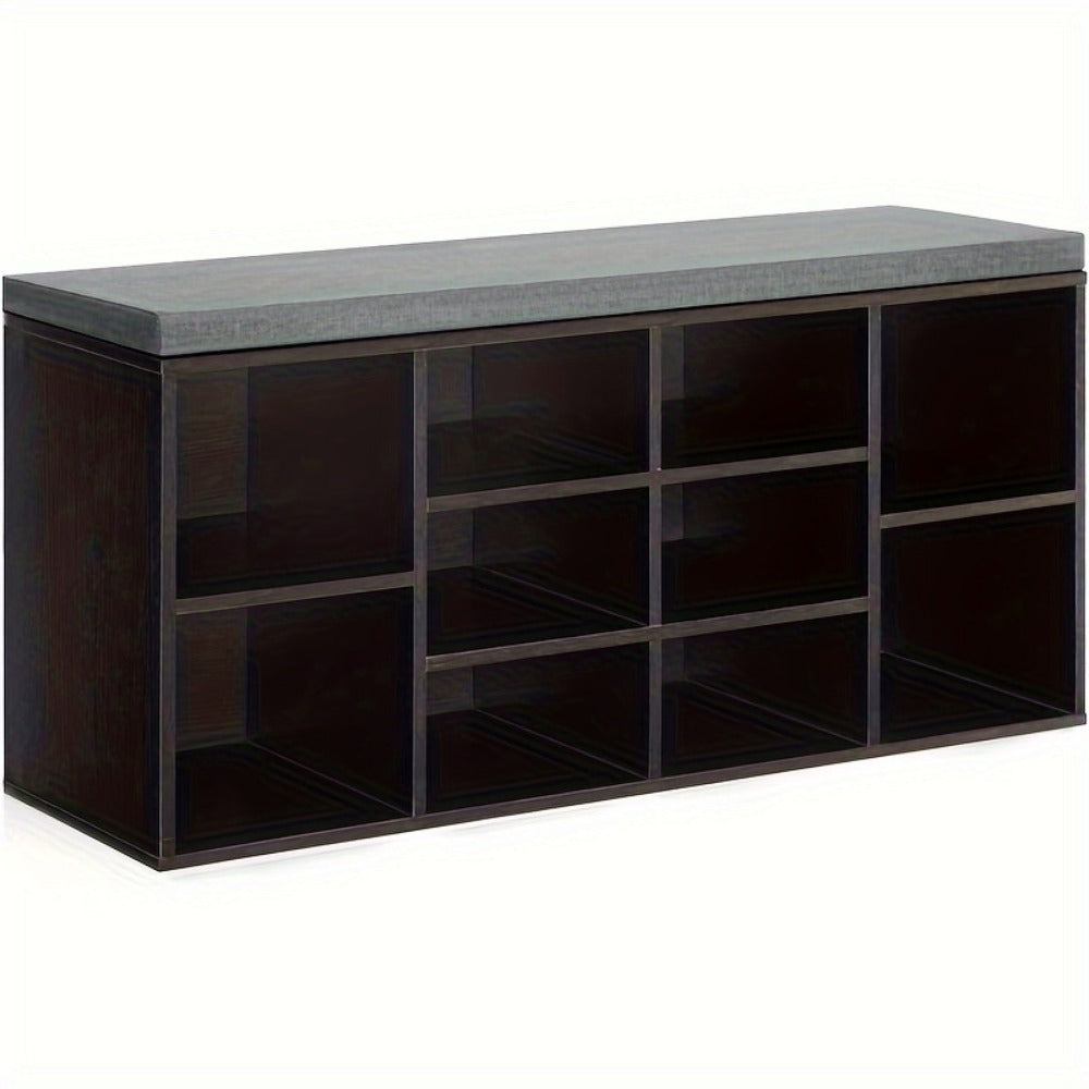 3-Tier Upholstered Storage Bench with Padded Seat and Multiple Color Options for Entryway detail image - detail view 3
