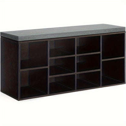 3-Tier Upholstered Storage Bench with Padded Seat and Multiple Color Options for Entryway detail image - detail view 3