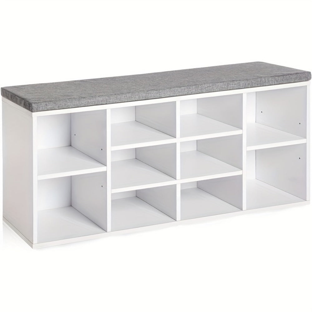 3-Tier Upholstered Storage Bench with Padded Seat and Multiple Color Options for Entryway detail image - detail view 8