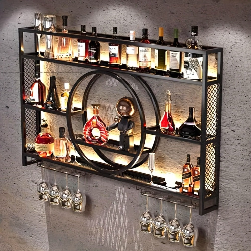 3-Tier Wall-Mounted Wine Rack with Wine Glass Holder for Living Room detail image - detail view 4