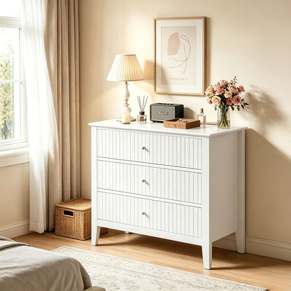Nightstand shown in the White, 3 Drawer Dresser(Set of 1) option