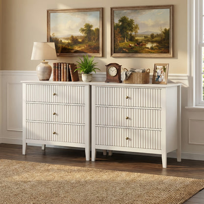 Nightstand shown in the White, 3 storage compartment Dresser(Set of 2) option