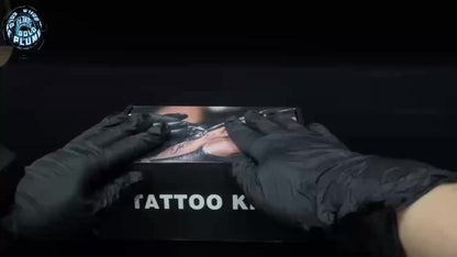 Cordless Tattoo Kit with 1100mAh Skeleton Rotary Pen, 10 Cartridge Needles, 7 Inks and Two Colors