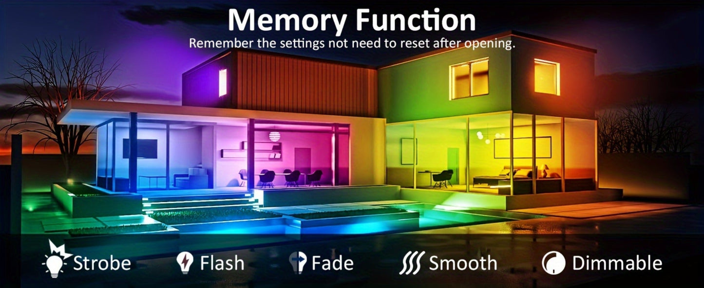 RGB LED Flood Light 25W Outdoor Color Changing - 1000 DIY Colors, 44-Key Remote, Strobe & Fade Modes