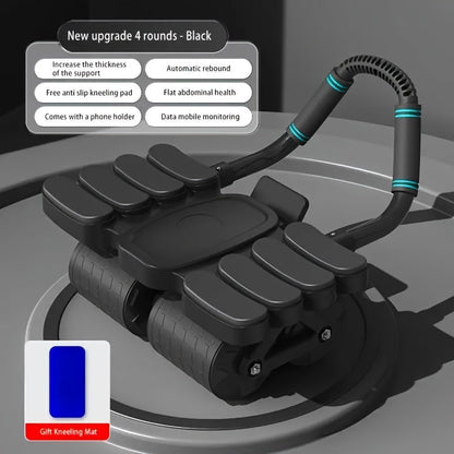 Ab Wheel Roller Automatic Rebound 8-Elbow Design, Core & Full Body Workout Abdominal Wheel with Phone Holder
